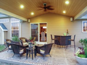 Outdoor patio with seating