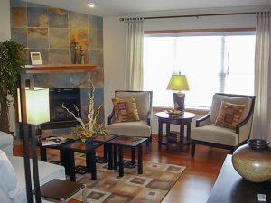 Living room with fireplace